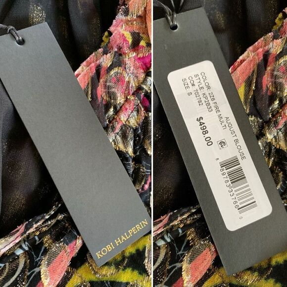 Kobi Halperin August Paisley Print Jacquard Blouse in Fire Multi Size‎ S - Picture 11 of 12